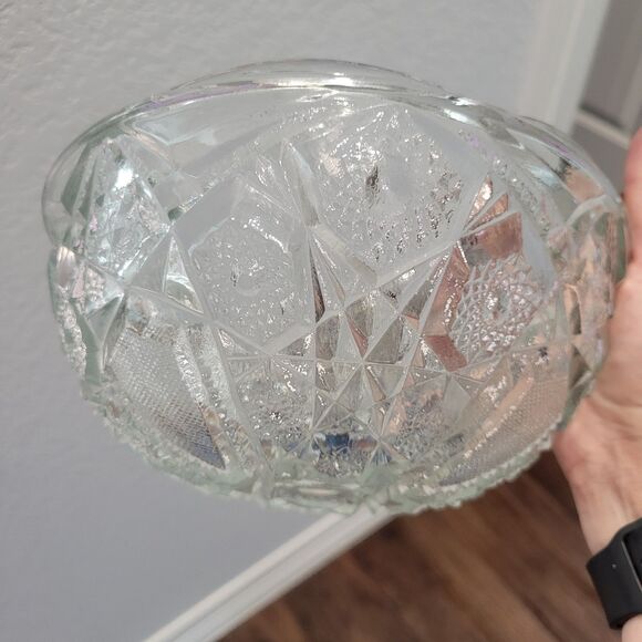 Vintage Jeannette Glass Bowl McKee Fentec Mold 1960s serving bowl pressed glass - Picture 2 of 5